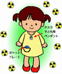 お子様には、テスラ 子ども用ペンダント+ポケットプレートで、放射線対策!